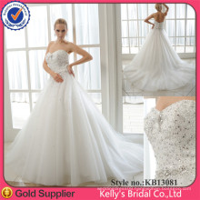 Heavily Beaded Sequin Sexy Sweetheart Neckline Lace Bridal Gown Beautiful Casual Wedding Dresses